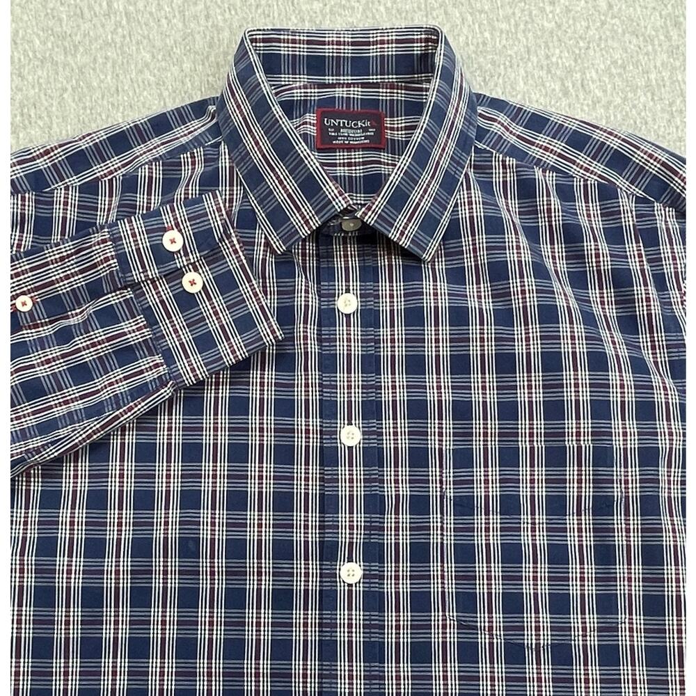 UNTUCKit Shirt Mens M Tall Plaid Slim Fit 100% Cotton Button Up